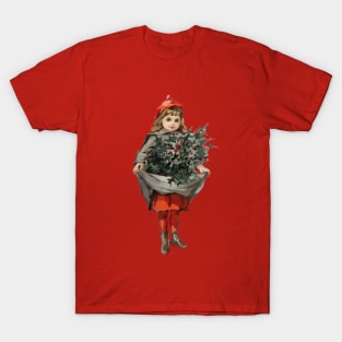 retro vintage christmas cute gırl design T-Shirt